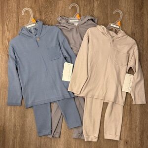 Set of 3 NWT Gerber Knit Sets with Long Sleeve Tops + Waffle Knit Cuffed Pants